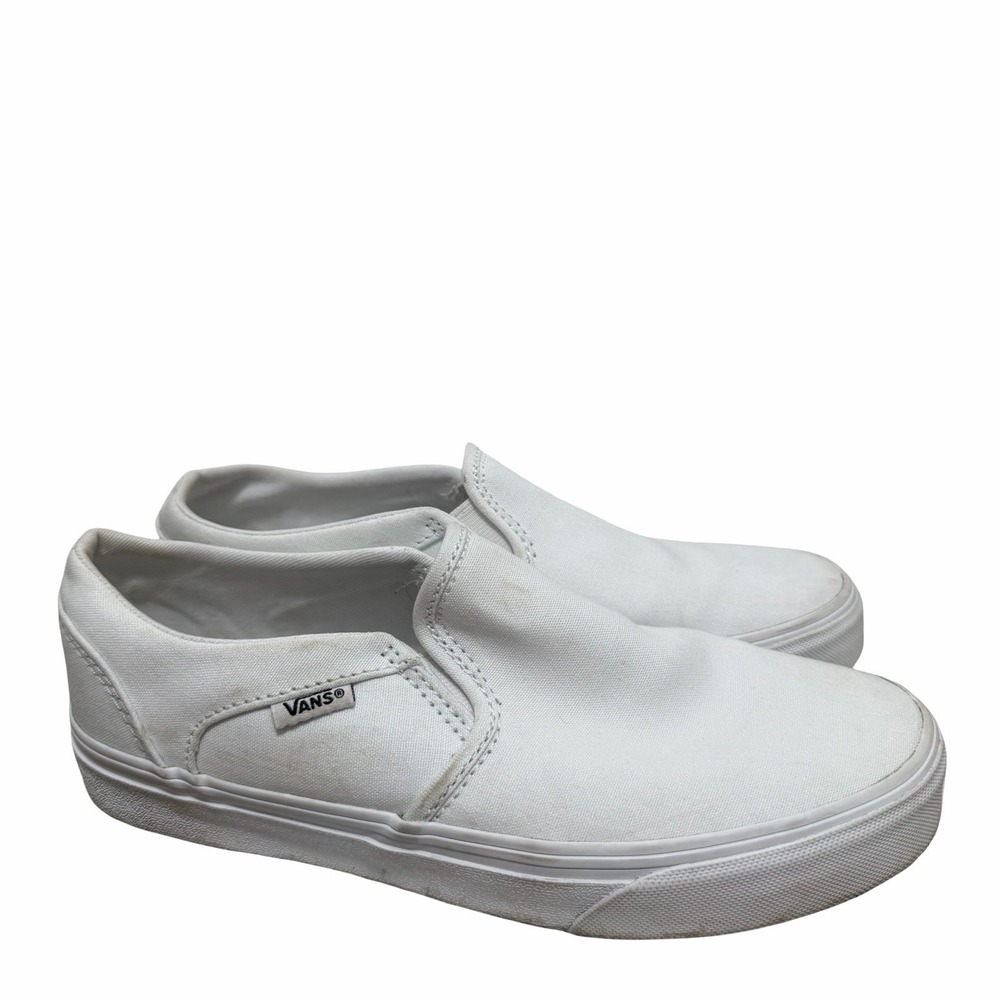 Vans Asher Skateboarding Slip On Sneakers Womens US 7 EU 37 White Walking Shoe‎